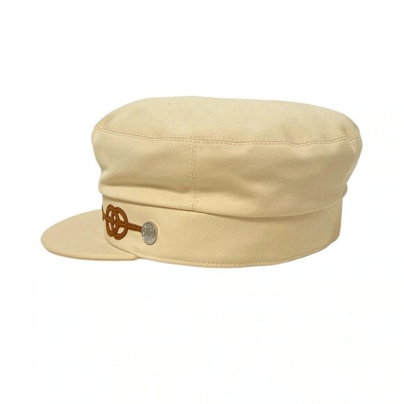 HERMES Kabul Kuliketis - Beige Brown Cotton Polyurethane Leather Hat - Picture 4 of 8